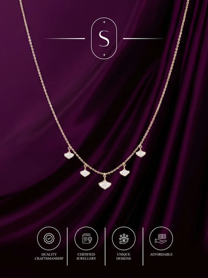 Women Sterling Silver Traingle Charm Princess Necklace