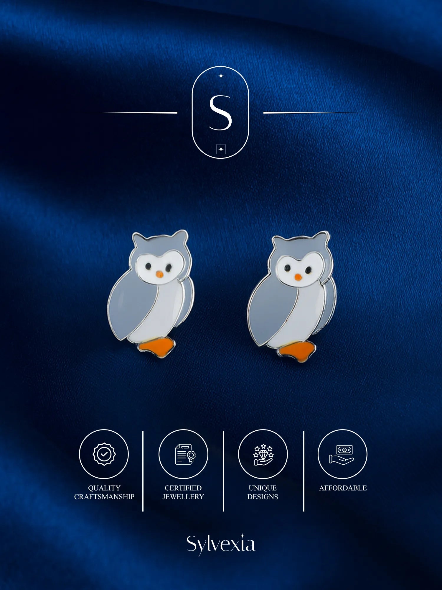 Sylvexia Midnight Owl Earrings