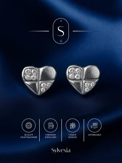 Sylvexia Quad Spark Heart Stud Earrings for Women