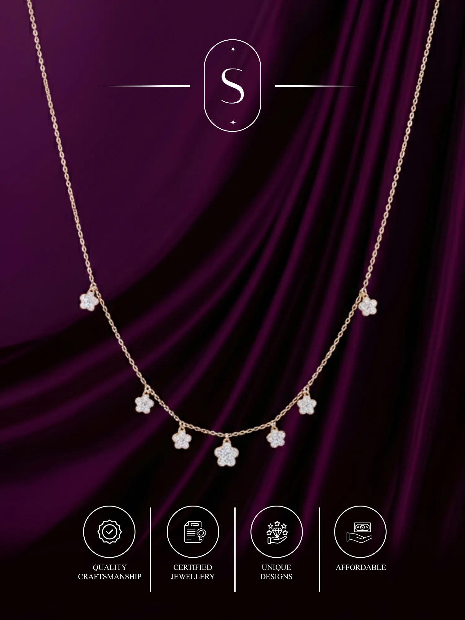 Silver Floral Charm Princess Necklace