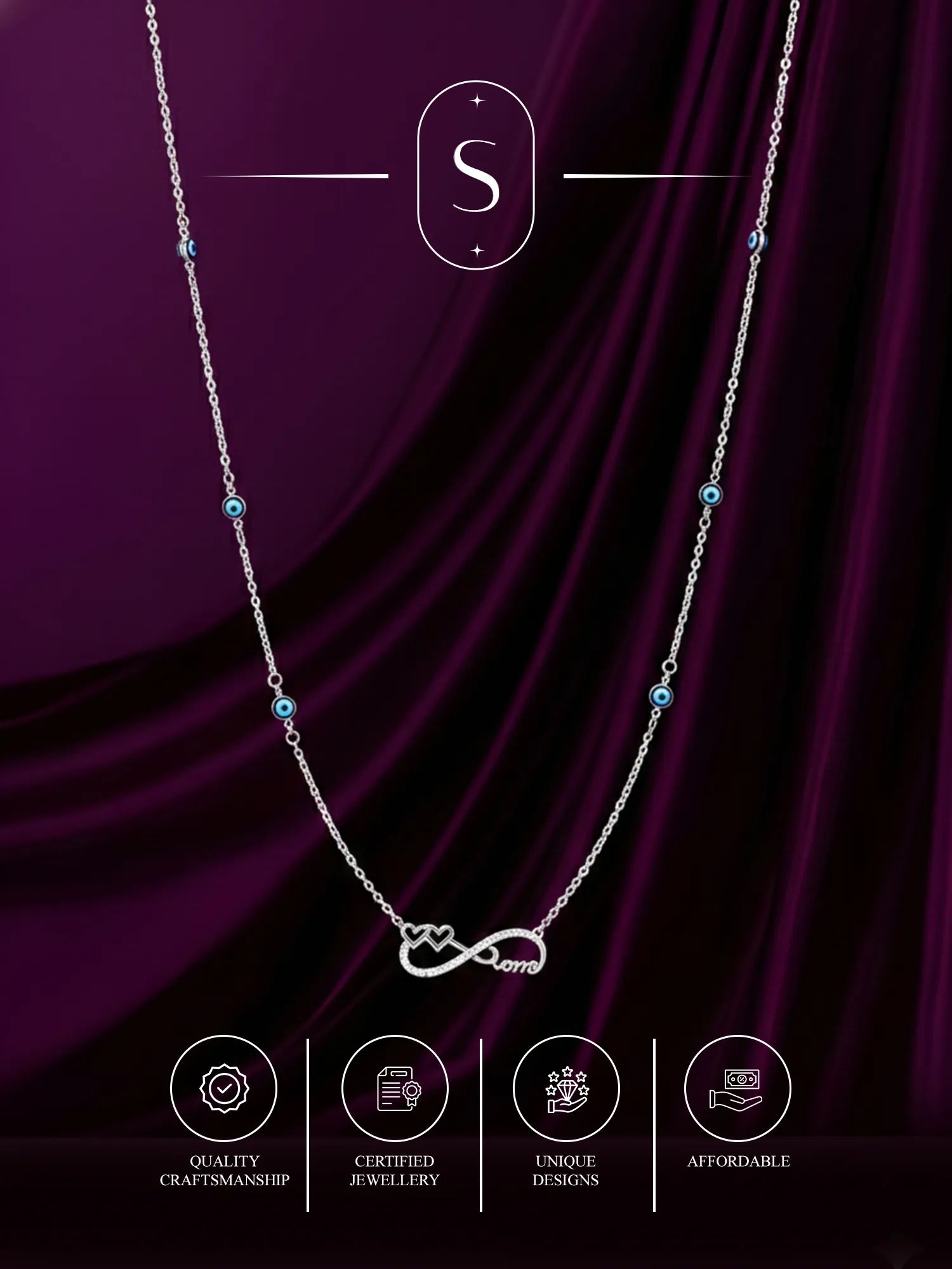 Silver Evil Eye Necklace with Infinity Love Pendant