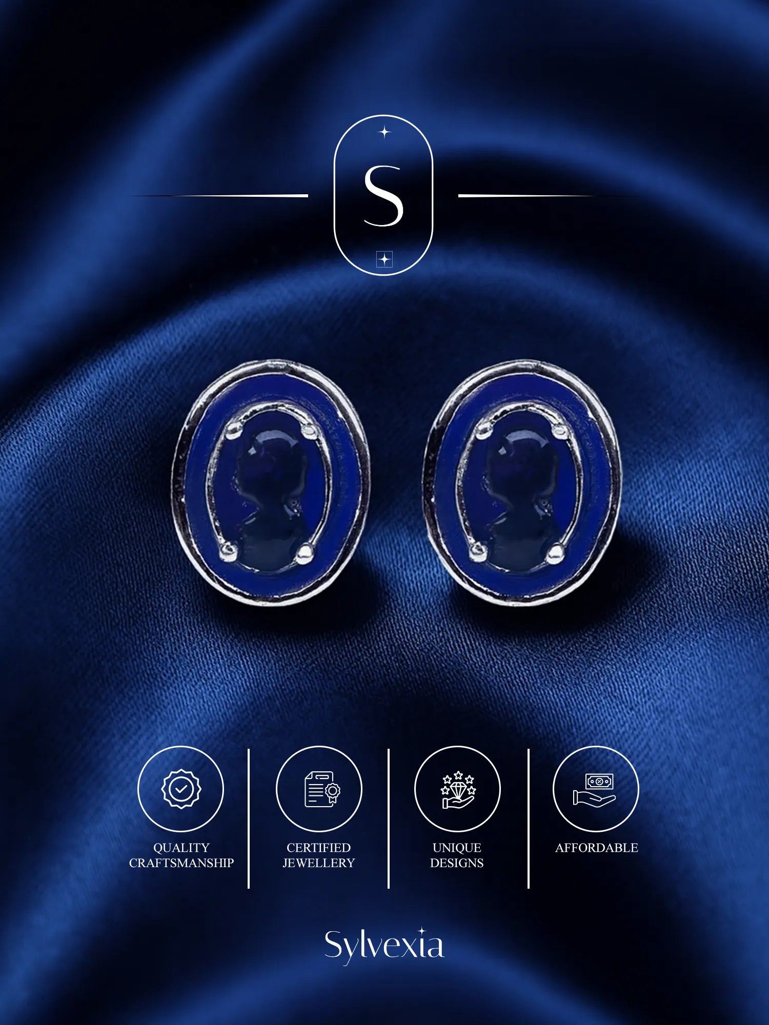 Sylvexia Classic Royal Blue Round Studs