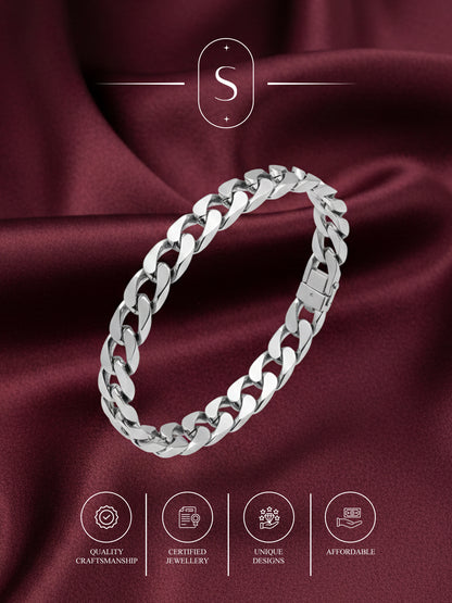 925 Sterling Silver Cuban Link Bracelet for Men Chain Design