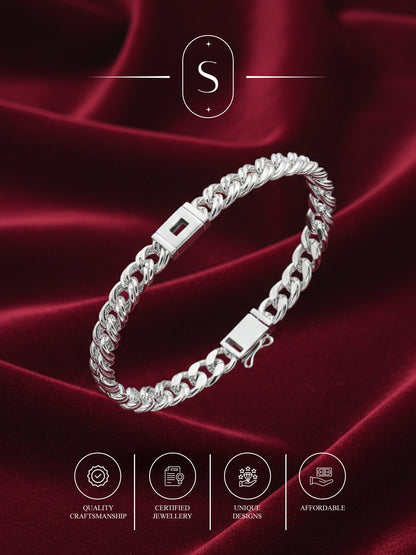 SYLVEXIA 925 Sterling Silver Oval Link Chain Bracelet for Men