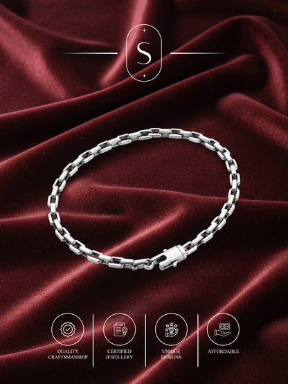 Sylevexia Silver Box Chain Bracelet for Men Stylish