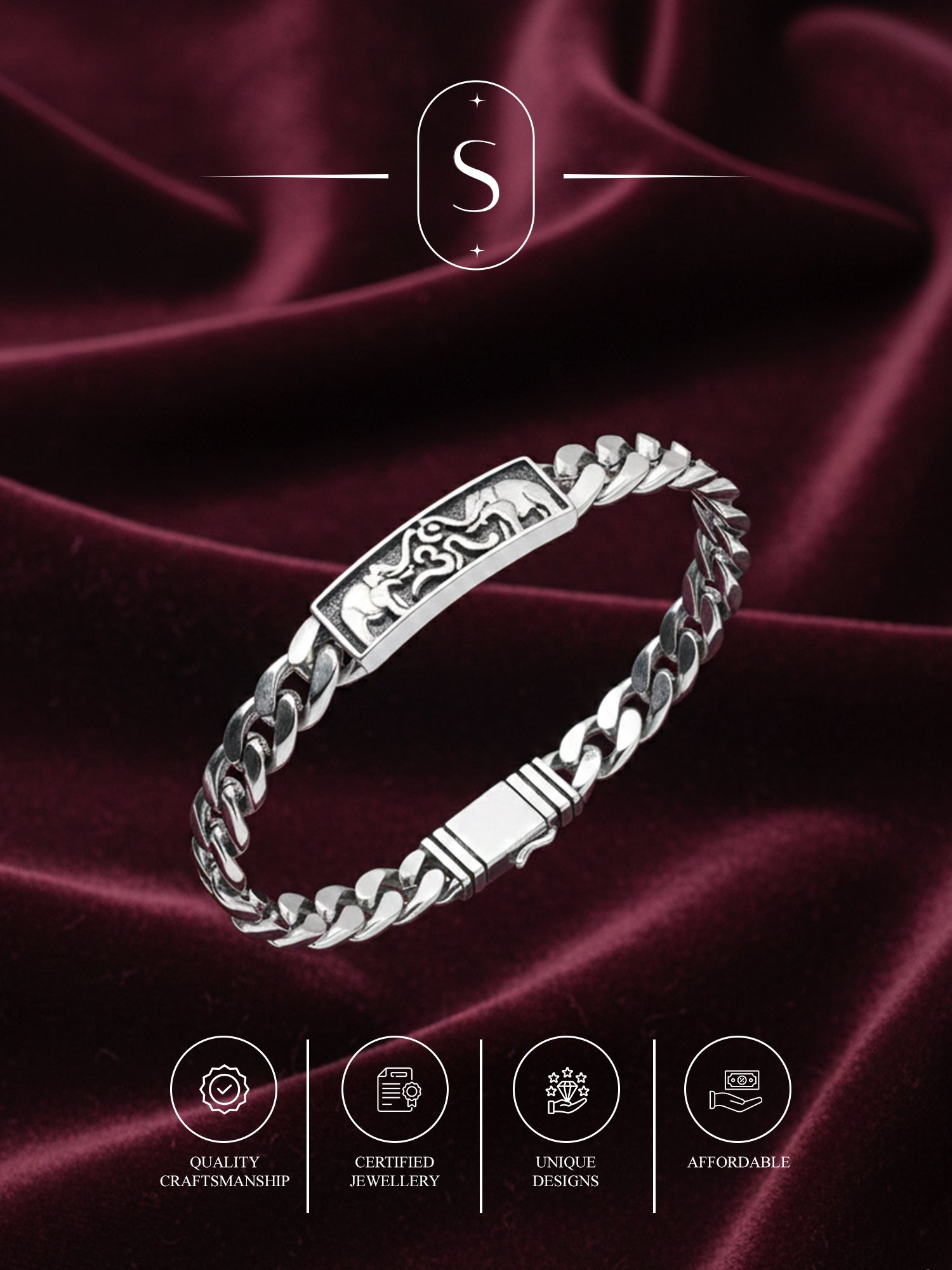 925 Sterling Silver Cuban Link Bracelet for Men Chain Design