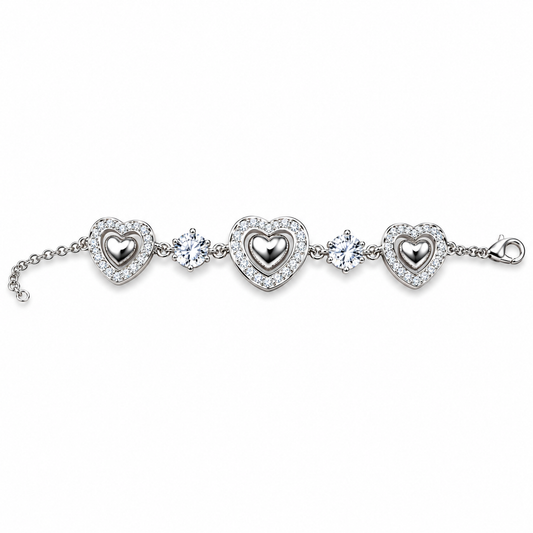 SYLVEXIA 925 Sterling Silver Charm Heart Shape Bracelet for Women