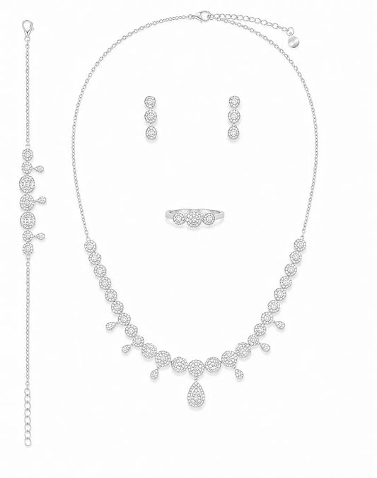 Sylvexia Silver Jewelry Set for Women Necklace Earrings Ring & Bracelet