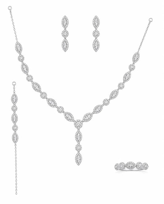 Sylvexia Luxury Pear Drop Sterling Silver Jewelry Set