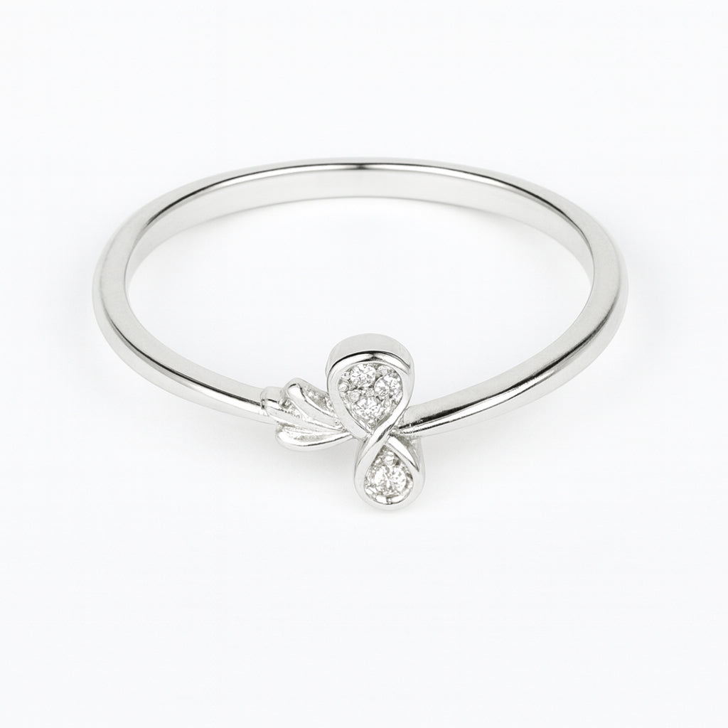925 sterling silver infinity knot ring with sparkling stones for women