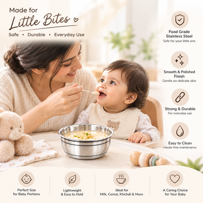SYLVEXIA 925 Sterling Silver Baby Feeding Bowl for Infants and Kids