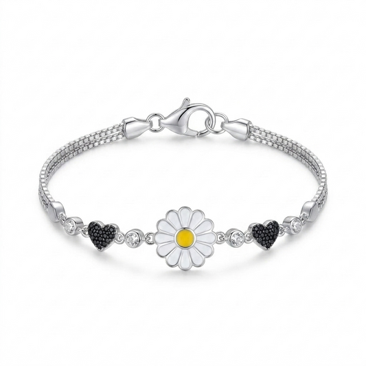 SYLVEXIA 925 Sterling Silver Charm Bracelet with Purple Enamel Beads and Hanging Pendant for Women (Copy)