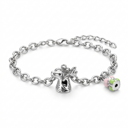 SYLVEXIA 925 Sterling Silver Deer Charm Bracelet for Women | Adjustable Chain Design