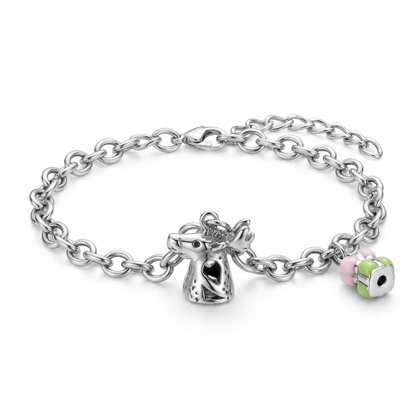 SYLVEXIA 925 Sterling Silver Deer Charm Bracelet for Women | Adjustable Chain Design