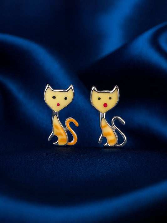 Yellow Charm Cat Earrings