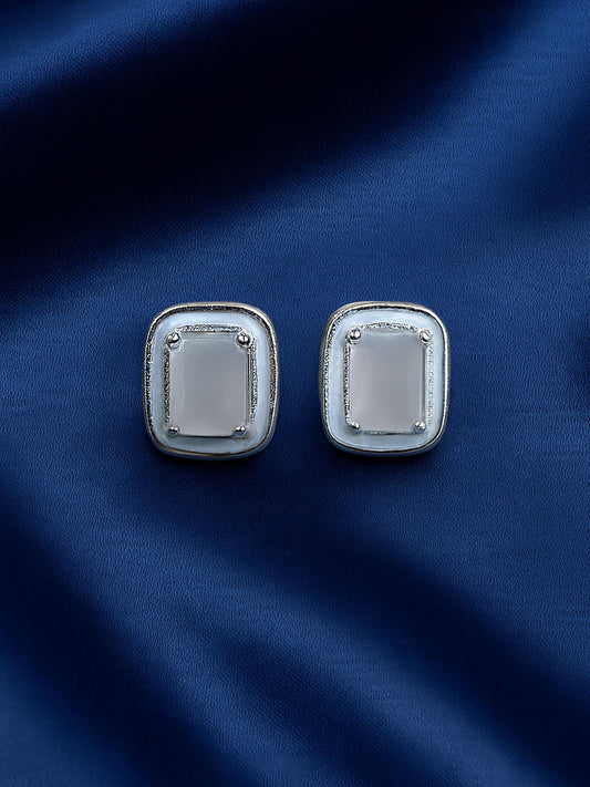 White Gem Stud Earrings